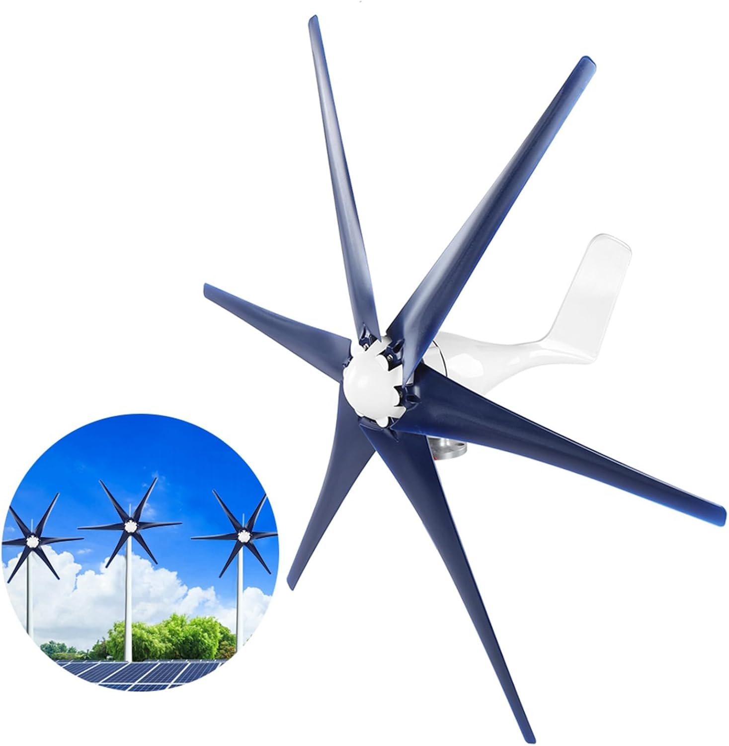 Professional 6-Blade Small Wind Turbine Generator 1600W 24V for Residential Commercial and Industrial Off-Grid Solar Wind Power Generation