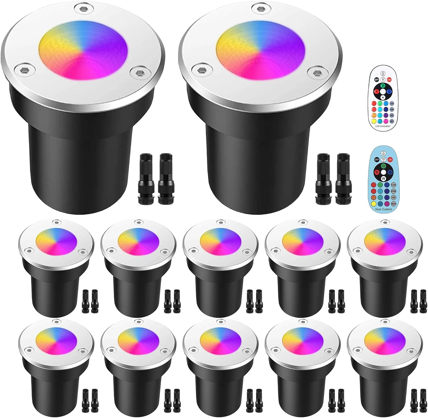 Low Voltage Landscape Lighting - 6w Landscape Lights with Color Changing, 12V-24V Waterproof Outdoor In-Ground Lights for Yard Garden (RGB, 12pck)