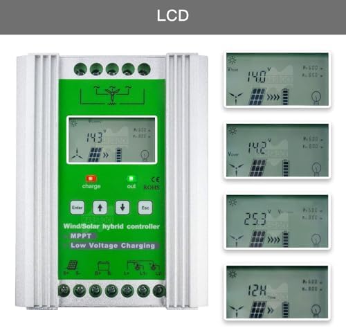 300W-1500W Wind Solar Hybrid Charge Controller, 48V Turbine Generator with Dump Load, for Efficient Battery Charging (Wind up to 1500W, Solar up to 1200W)