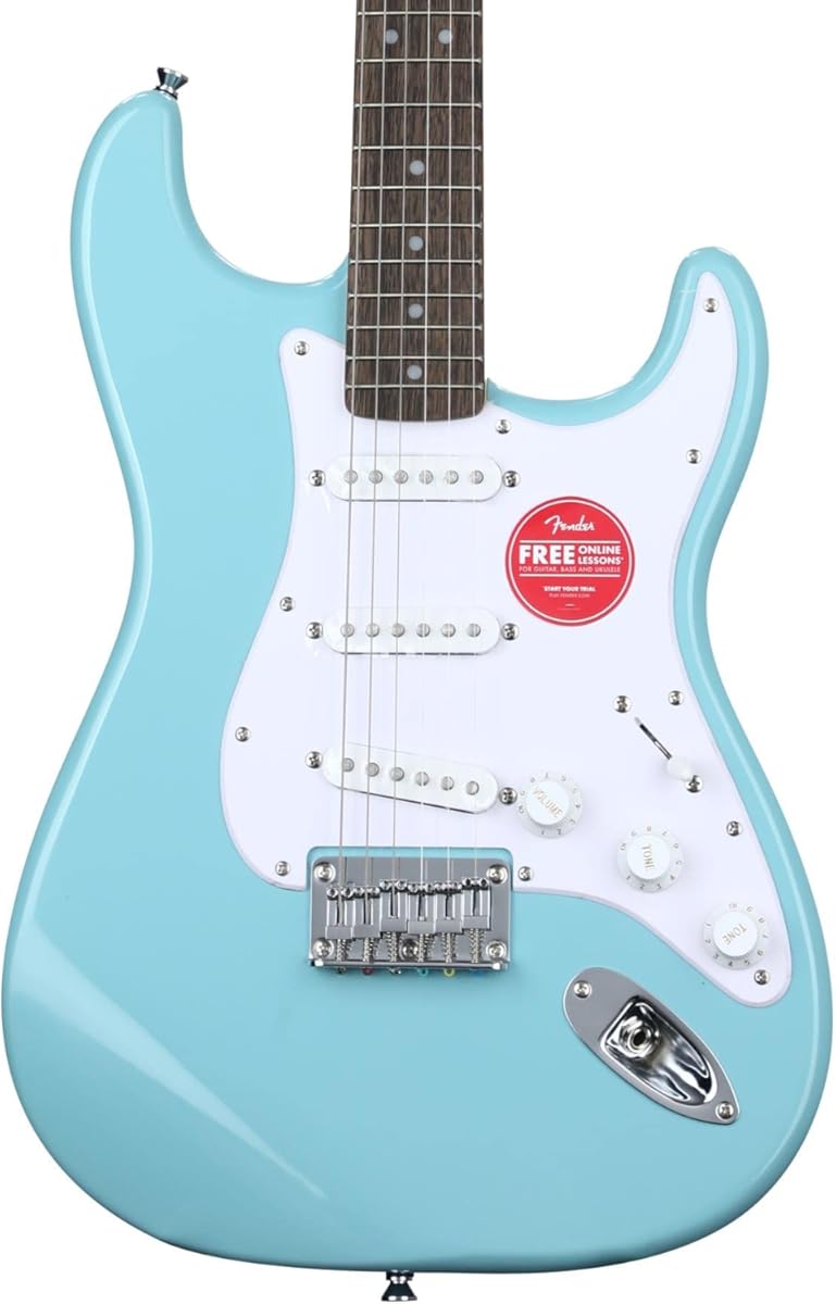 Fender Squier Bullet Stratocaster HT SSS Electric Guitar, Tropical Turquoise, Laurel Fingerboard