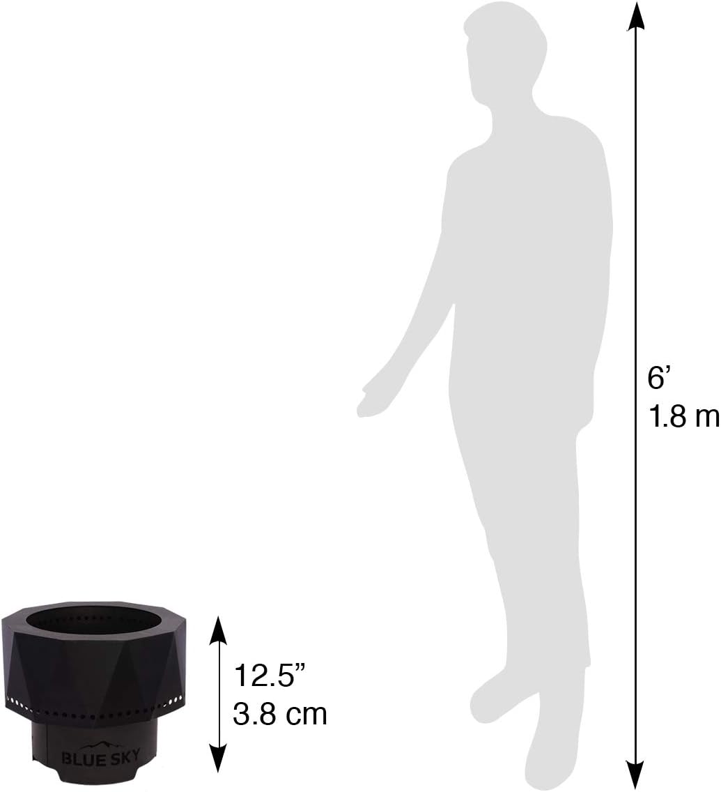 Blue Sky Outdoor Living Ridge Portable Fire Pit, Portable Smokeless Fire Pit with Carrying Bag, Black