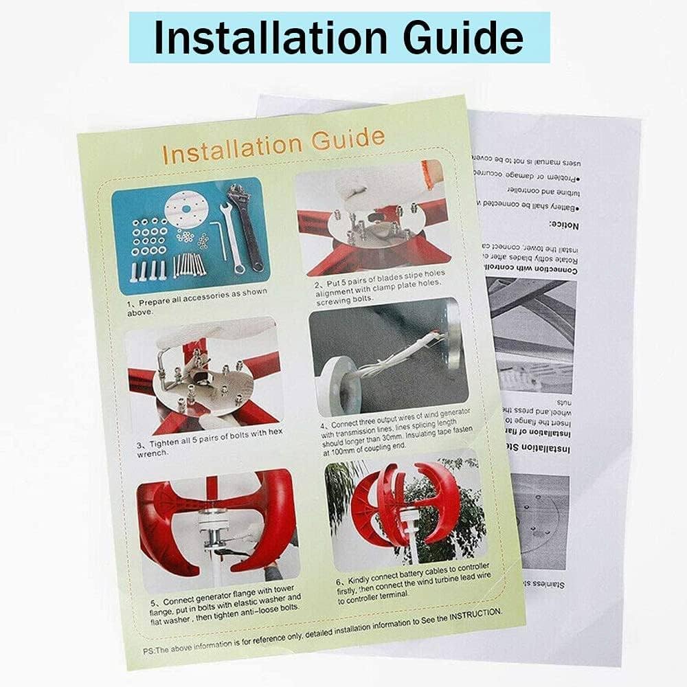 12V 24V 5-Blade Vertical Axis Wind Turbine Kit - 400W 600W 800W 1000W 1200W, 3-Phase AC Permanent Magnet Generator with Controller, Eco-Friendly Renewable Energy Solution for Home & Off-Grid Use