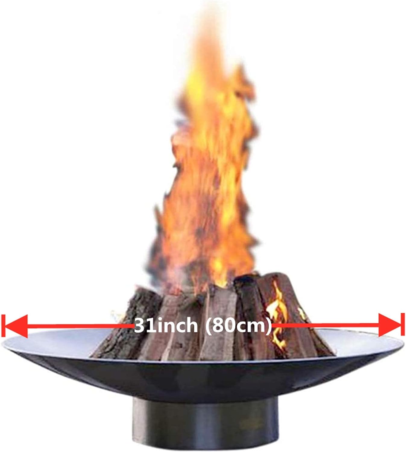 Large Cast Iron Garden Fire Pit Basket for Party,Oversize Round Fire Pit,Outdoor Heater Firebowl Wood Burning,Heavy Duty Metal Fireplace for Charcoal Burning