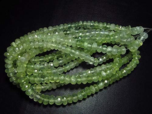 13 inch natural beads strand of 5.5-6mm faceted rondelle shaded prehnite gemstone beads for DIY jewelry - necklace, bracelet, earring, ring.