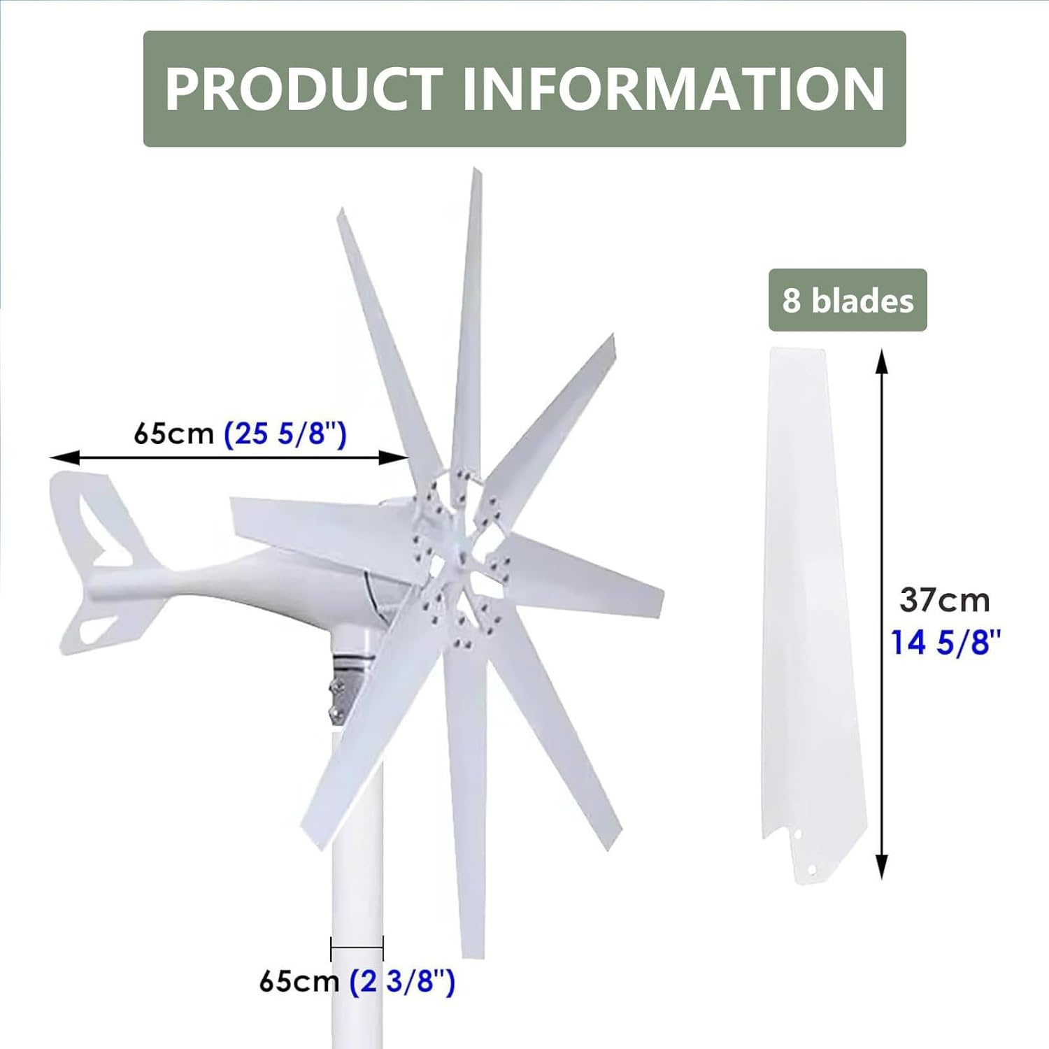 8000W Wind Turbine Generator 12V/24V/48V with 8 Blades & MPPT Controller - High-Efficiency Renewable Energy System for Homes & Weather Stations - Eco-Friendly Power Solution