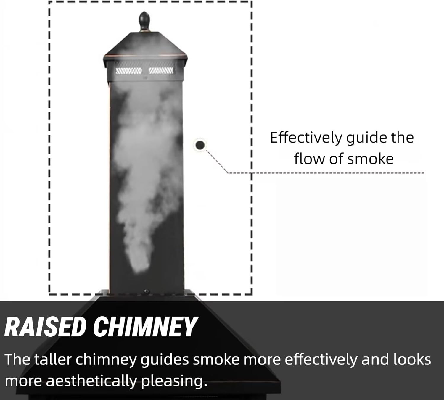 Outdoor Fire Pits 68.90IN (Dual-Purpose Grill & Heater) (Double-Layer Ash Tray) Extended Chimney, Exquisite Protective Net, Black Modern Simple Design