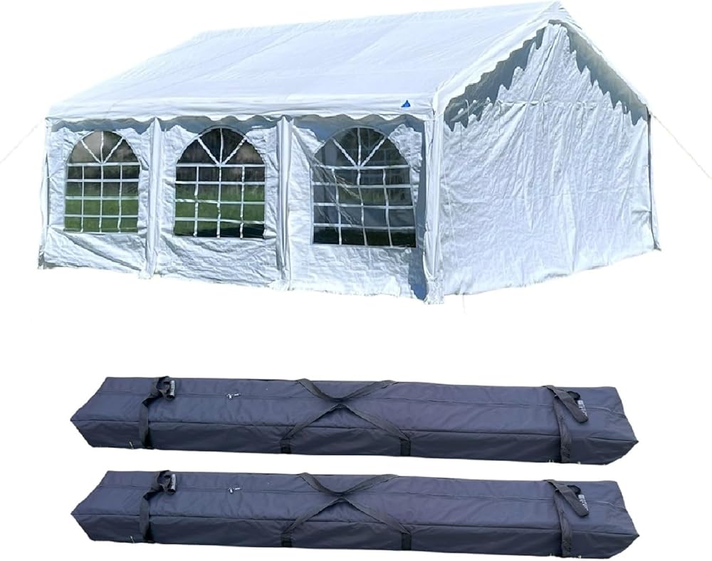 DELTA 20'x20' Budget PE B Model Party Tent,Tents for Parties,Carpas para Fiestas,Wedding Outdoor Event Party Tents Canopy, with Waterproof Top - Including 2 Long Storage Bag