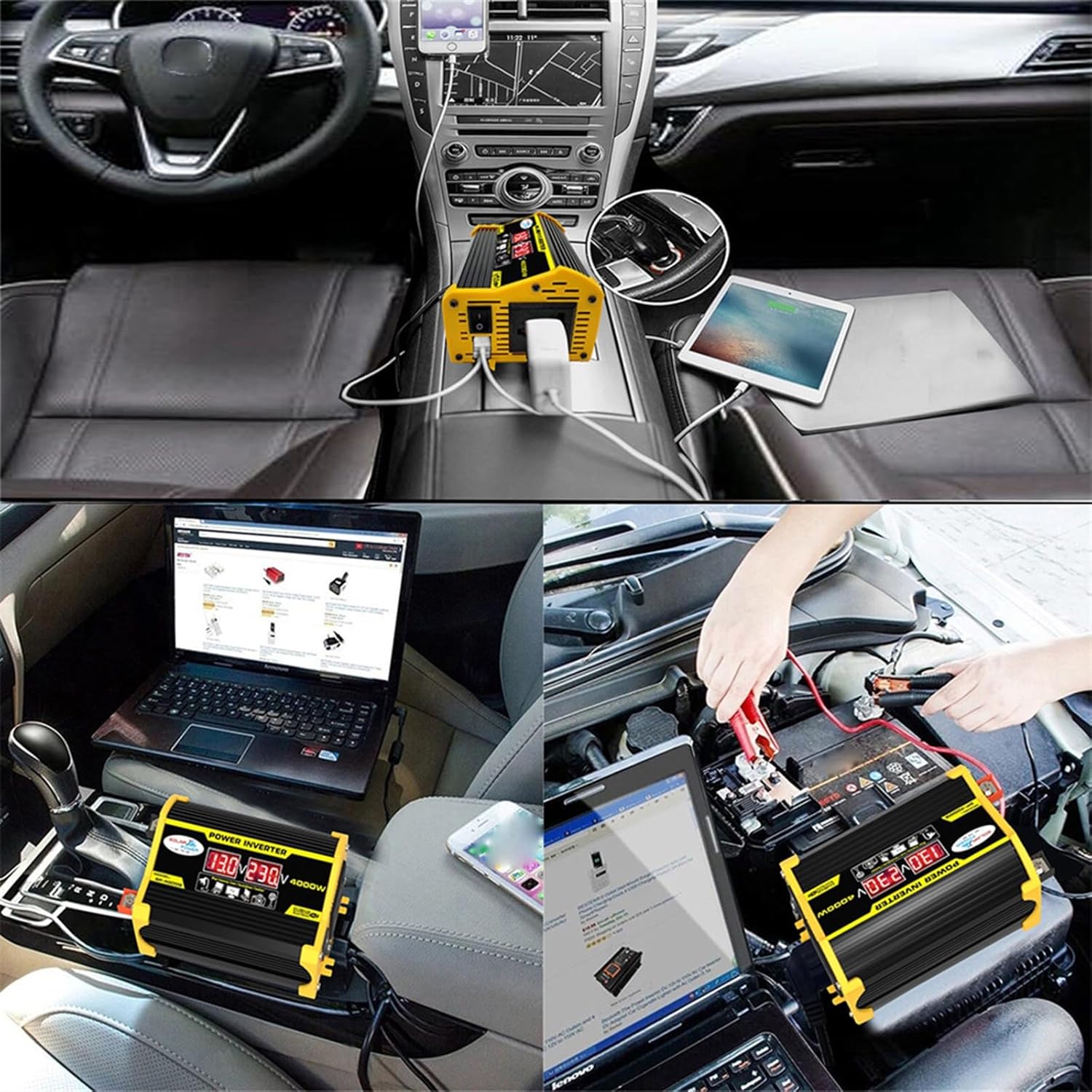 4000W 12V to 110V/220V Solar Inverter Kit with 30A Controller and 18W 12V Solar Panel, Home Grid Power System, Solar Generator Combination(Black,12V-110V)