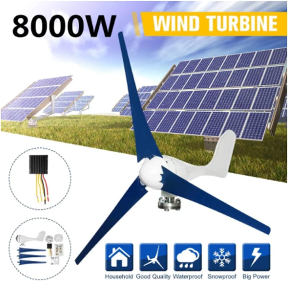 8000W Wind Turbines Generator 12V/24V 3 Blades Horizontal Wind Generator with Controller Windmill Energy