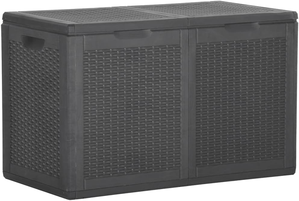 Patio Storage Box 47.6 gal Black PP Rattan Furniture,Outdoor Furniture,Outdoor Storage Boxes