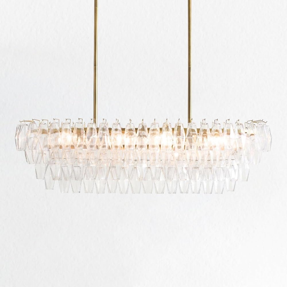 Timeless Elegance Fluted Crystal Chandelier with Luxe Metallic Finish, Customizable Lighting Indoor and Outdoor Safe, Light Fixtures for Dining Room