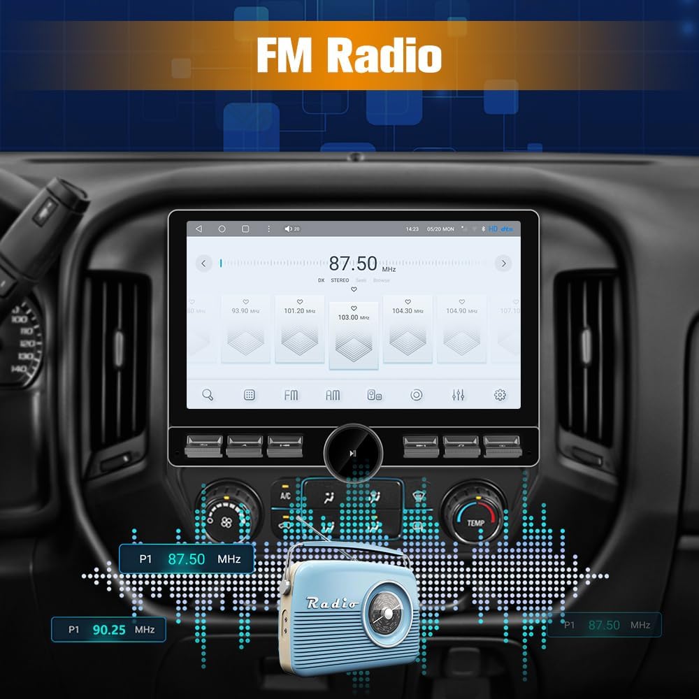 AWESAFE 13.1 inch Qualcomm 8 Core Car Stereo for Chevy Silverado GMC Sierra 2014-2018, Android 13 Touch Screen with CarPlay Android Auto WiFi/Bluetooth/FM/SWC