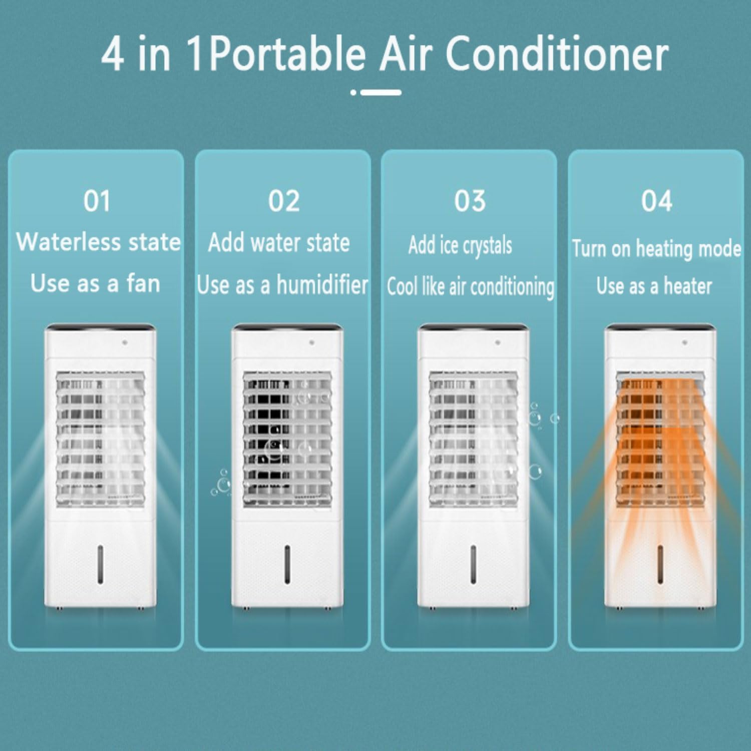 Portable Air Conditioner 7LTank Evaporative Air Cooler 4 in 1 Mobile Heater Cooling Fan Humidifier with 12H Timer 3 Speeds 120° Oscillating Air Coolers for Home Room Office No Hose Needed