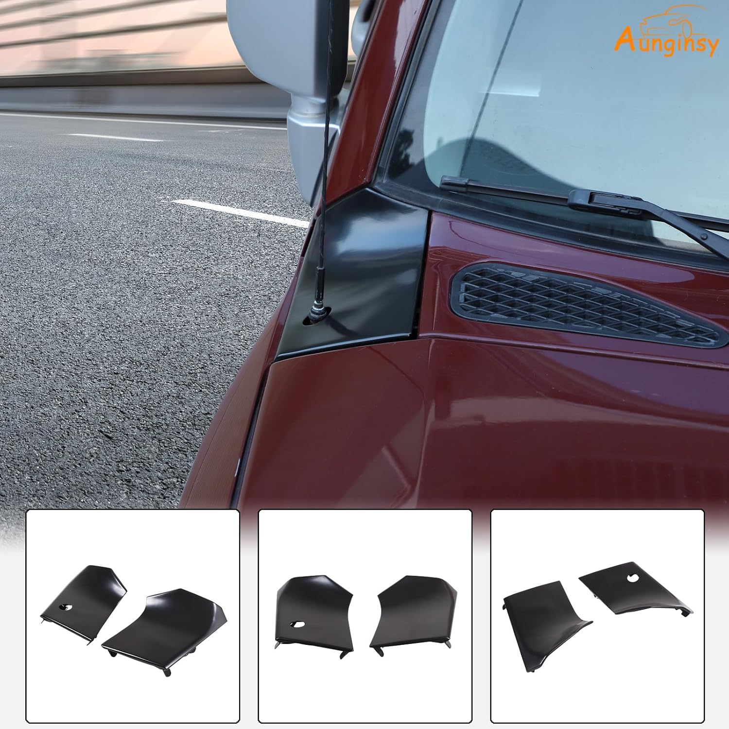 Aunginsy Hood Side Body Armor Outer Cowling Cover Trim Compatible with Toyota FJ Cruiser 2007-2024 Car Hood Left Right Side Body Armor Corner Guard Engine Side Corner Guard Replacement Kit Accessories