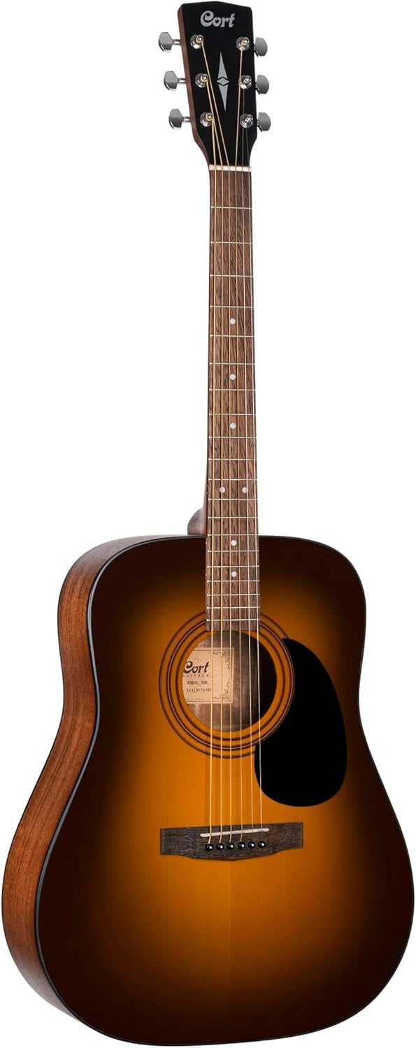 Cort AD810SSB Standard Series Acoustic Dreadnought Guitar, Satin Sunburst