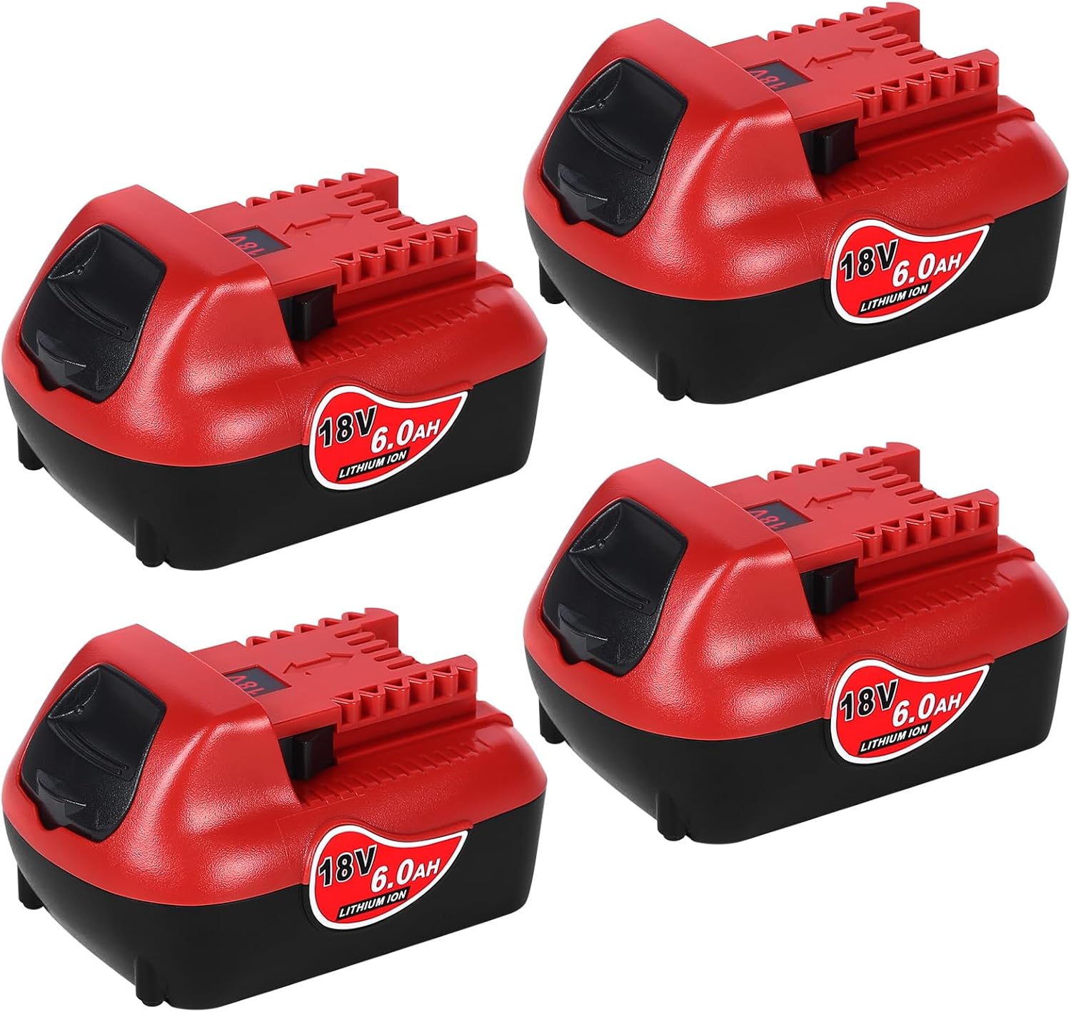 4Pack 18V 6.0Ah Lithium-ion Batteries Replacement for Milwaukee M18 Battery Compaitble with Milwaukee M18 Battery Charger and 18 Volt Cordless Power Tools