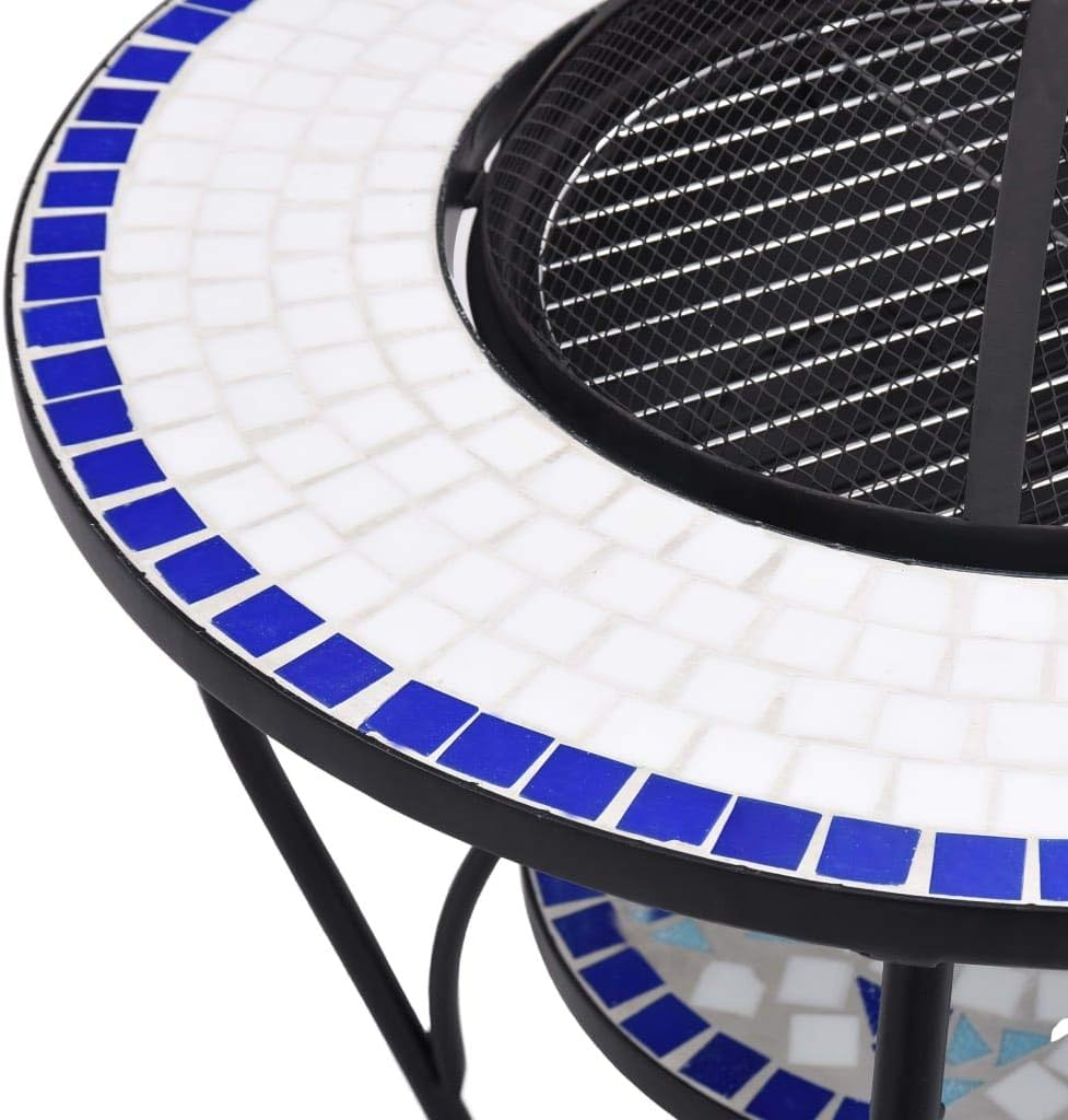 CHARMMA Mosaic Fire Pit Table Blue and White 26.8