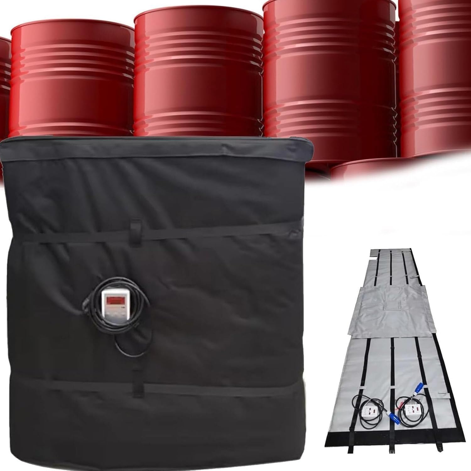 IBC Barrel Heater, Oil Drum Electric Heating Machine, with 0~150℃ Temperature Controller,55 Gallon/275 Gallon Oil Drum Heater Temperature:0~150℃(Black,275Gallon/1000L)