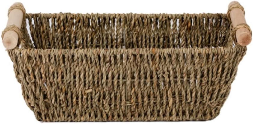 Rustic Picnic Basket, Seaweed Storage Baskets Straw Basket Organizer Rattan Woven Basket Picnic Baskets Basket for Outdoor Camping