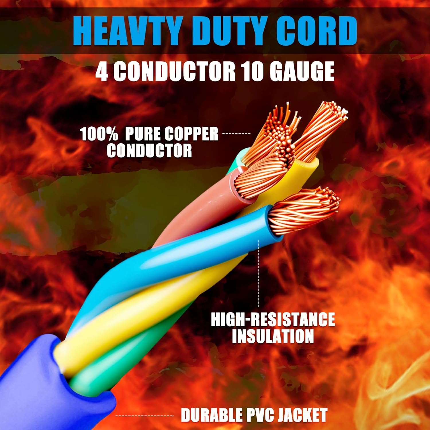 Kanayu 50 FT 4 Prong 30 Amp Flat Generator Extension Cord Compatible with NEMA L14-30P/L14-30R 10 Gauge Flat Generator Power Cable Locking for Manual Transfer Switch 125/250V 7500W, ETL Listed