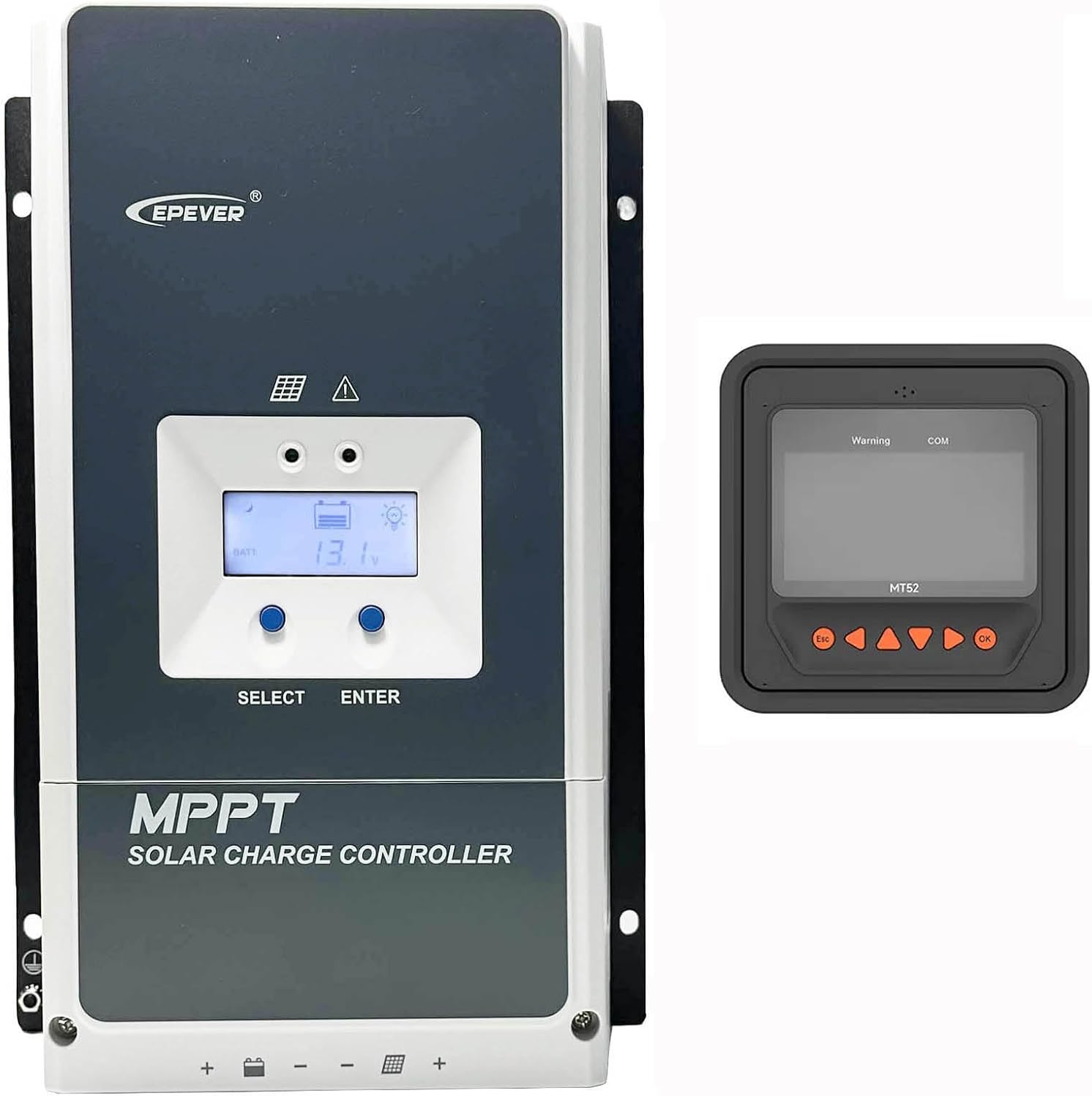 EPEVER 60A MPPT Solar Charge Controller Max PV Input 200V with MT52 12V/24V/36V/48V Auto Identify Support All Kind of Battery Type(Tracer6420AN52)