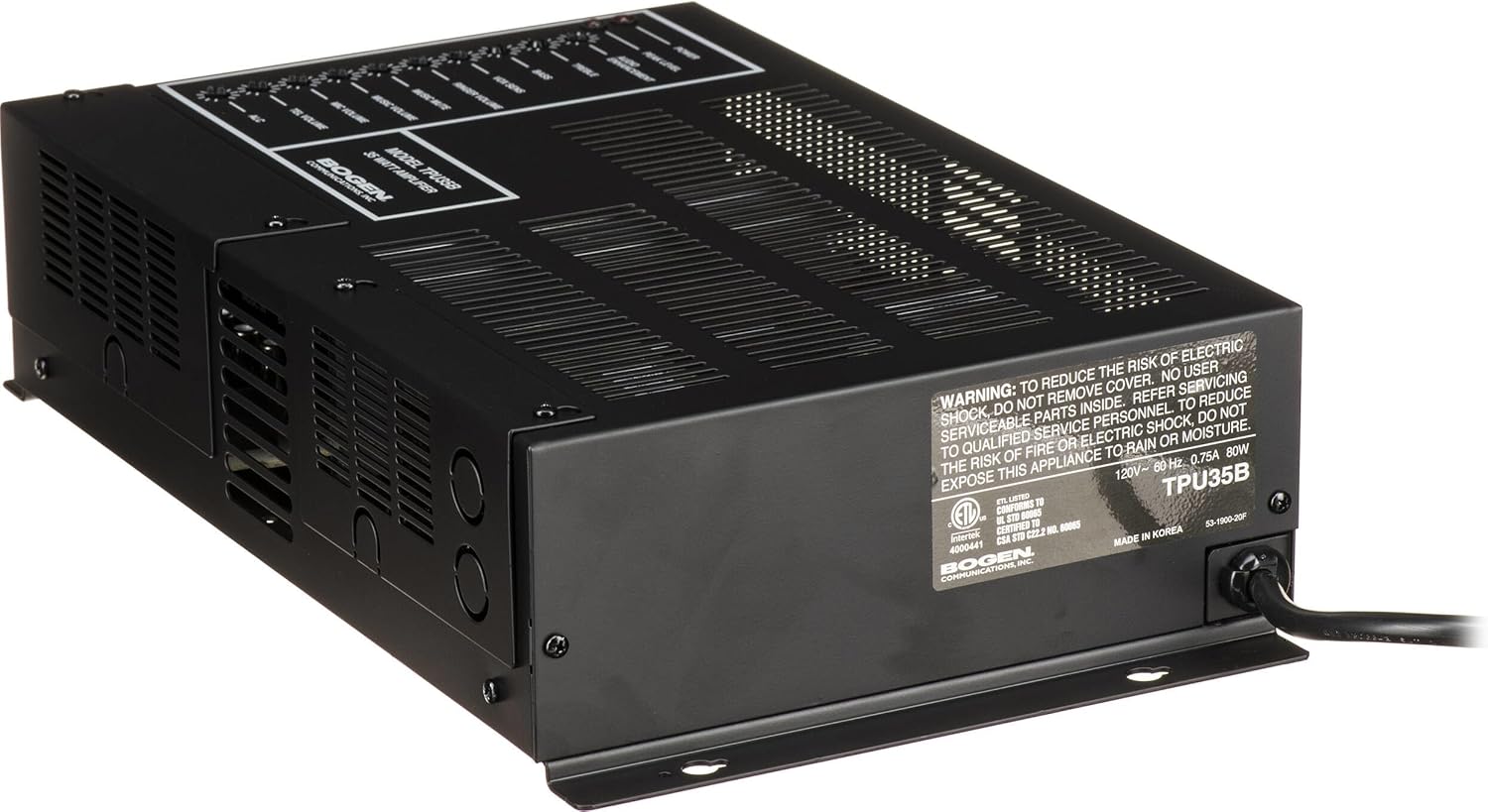 Bogen TPU35B Telephone Paging Amplifier, 35-Watt, Commercial Public Address System, Background Music Muting, Automatic Level Control, Aphex Aural Exciter, Night Ringer, Bridgeable