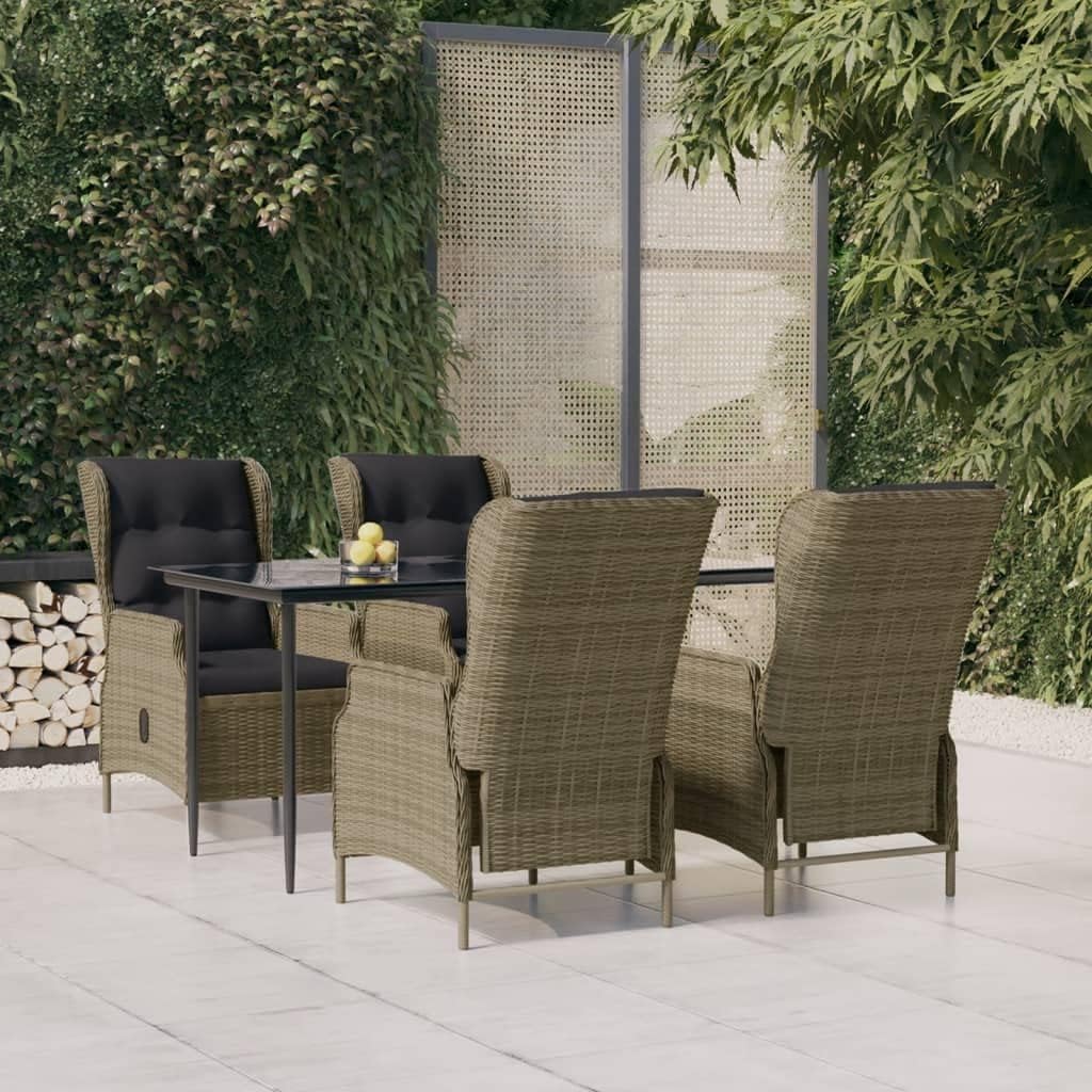 5 Piece Patio Dining Set Brown Poly Rattan,Versatile Garden Dining Set: Enhance Your Outdoor Experience with Comfort and Style Furniture Sets for Patio, Lawn & Garden