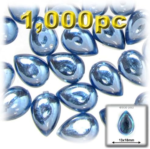 The Crafts Outlet 1000-Piece Acrylic Flatback Cabochons Teardrop Beads, 13 by 18mm, Charcoal Gray