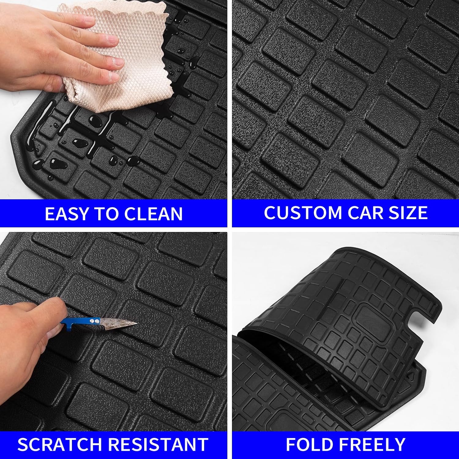 Rongtaod Floor Mats Compatible with 2016-2022 Honda Pilot 8 Seats Trunk Mat Cargo Mat Cargo Liner Back Seat Cover Protector (No Elite Model) Pilot Accessories (Trunk Mat with Backrest Mat+Floor Mats)