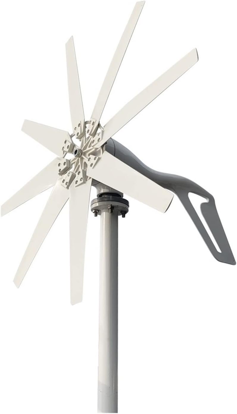 Wind Turbine, Wind Energy Turbine Generator 2000w 12v 24v 48v 8 Blades with Off Grid System Mppt and Hybrid Charge Controller for Home Use(with Mppt Controller,24V)