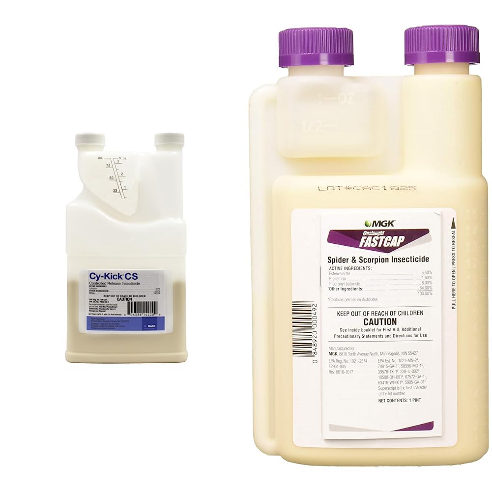 BASF - 59014457 Cy-Kick CS Pest Control Insecticide 16 oz Pint & MGK 10085 Onslaught FastCap Spider and Scorpion Insecticide, Off-White