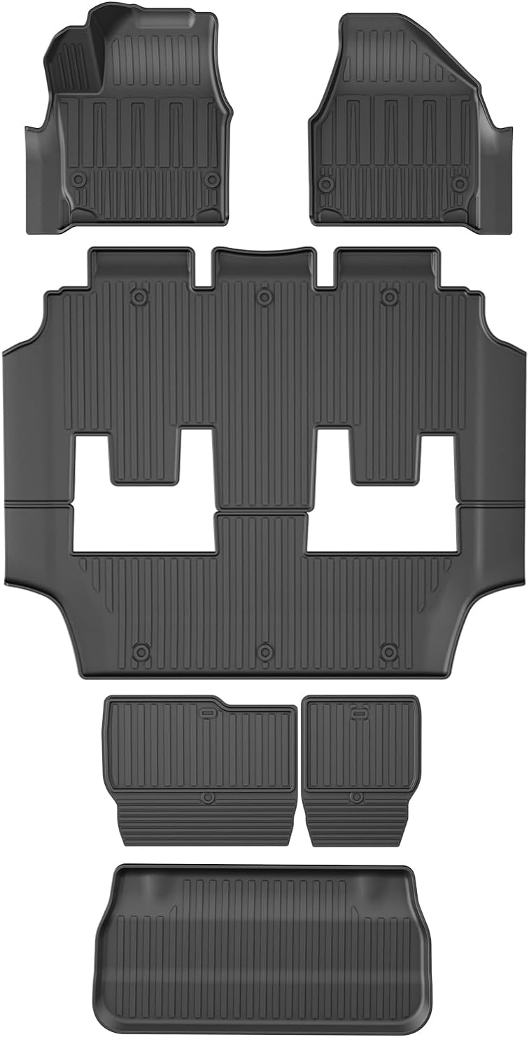 Floor Mats & Cargo Liner & Backrest Mat Fit for 2017-2026 Chrysler Pacifica 7 Passenger Model (Non Hybrid & Non Pinnacle) & 2020-2026 Voyager: All Weather Floor Mats Pacifica Accessories Trunk mat
