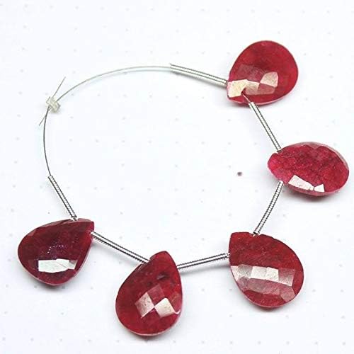 natural african red ruby faceted pear drop gemstone craft loose beads 5 pc 16mm 12mm