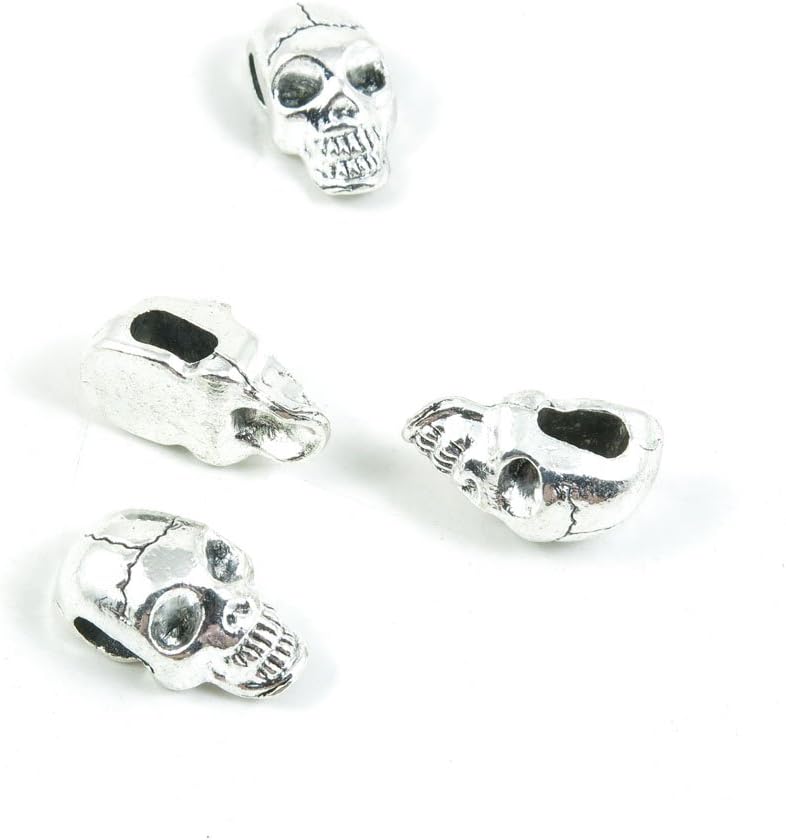 250 Pieces Antique Silver Tone Jewelry Making Charms Findings Fashion Wholesale Supplies Pendant Lots Bulk Supply SC2597 Skull Loose Beads