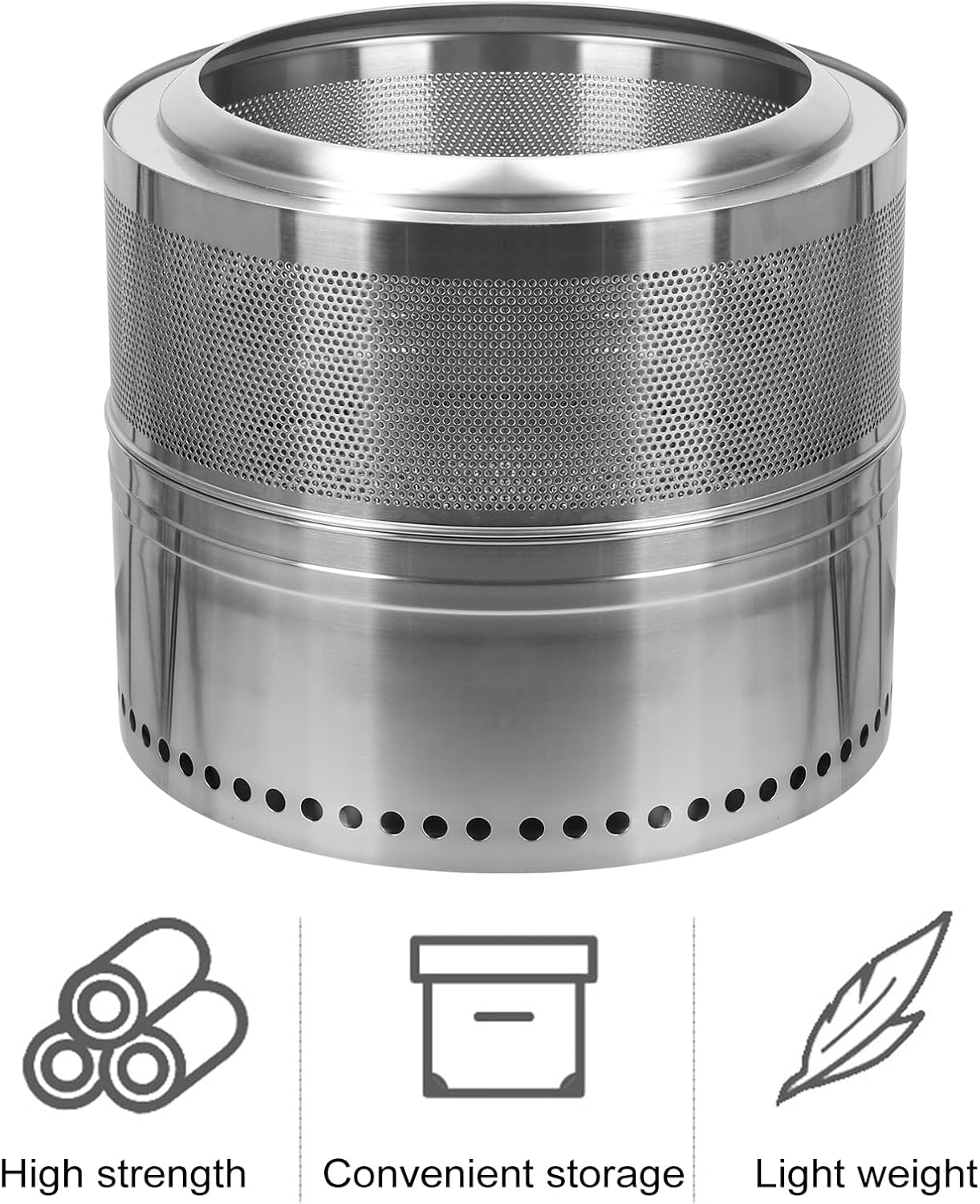 19.69 inch Smokeless Fire Pit with Carry Bag, Stainless Steel Outdoor Smokeless Firepit, Detachable Bonfire Firepit,Wood Burning Fire Pits for Camping,Bonfire,Low Smoke Firepit for Outside-S