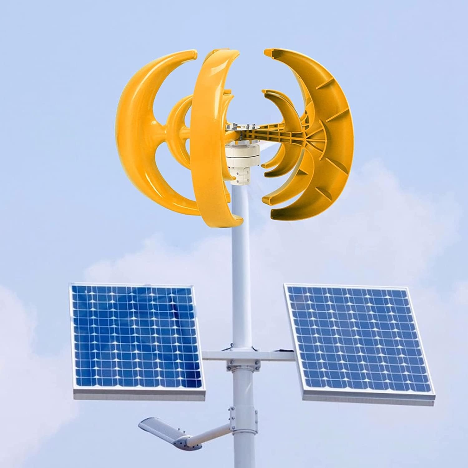 Wind Turbine, 5-Blade Vertical Axis Generator, Green Lantern Type Double-Layer Wind Generator, 8000W Power System Power Production Equipment