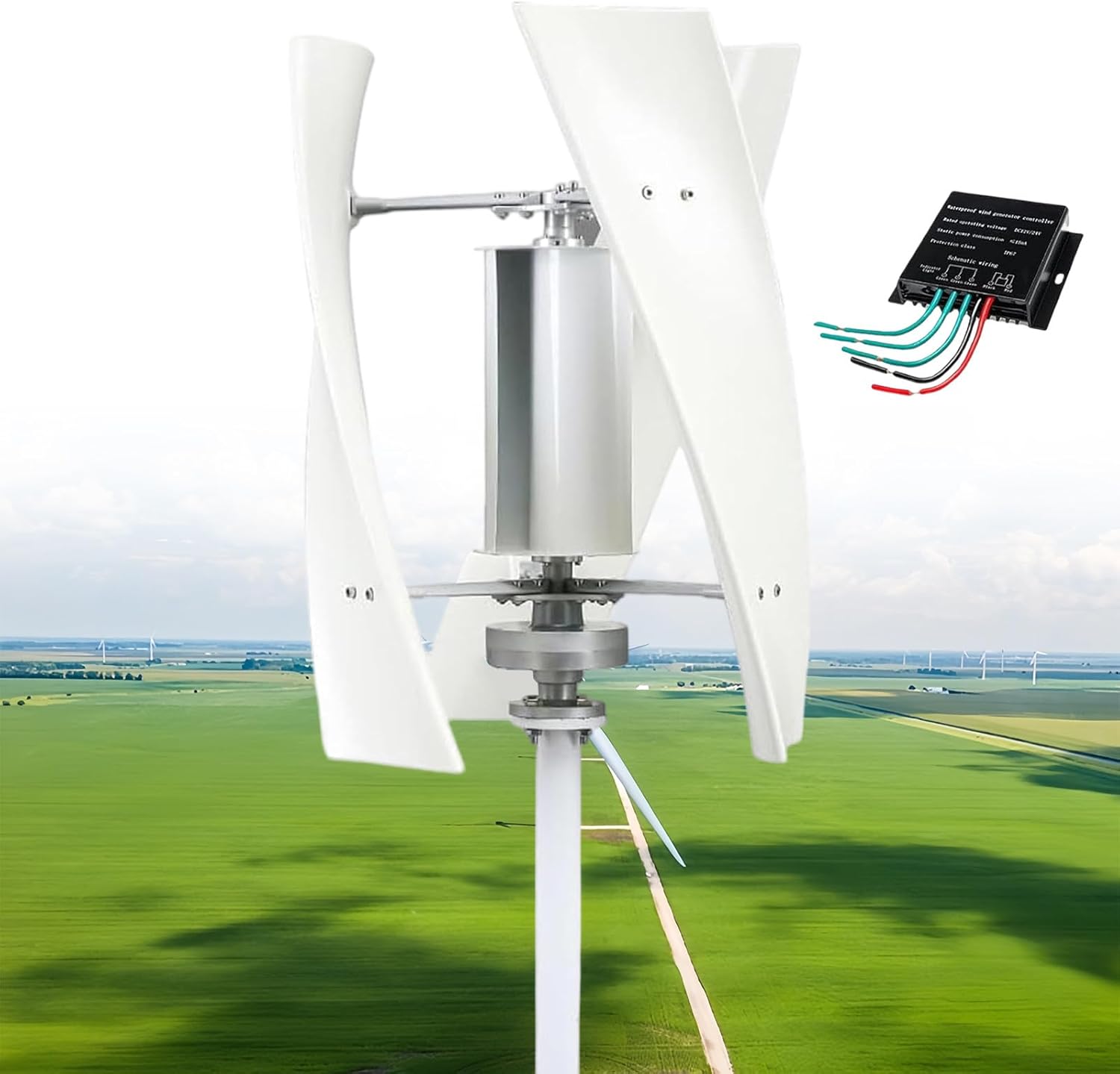 12000W Vertical Wind Turbine Generator Kit - 12V/24V/48V Portable Maglev 3-Blade Wind Generator with Charge Controller for Boats, Cabins, Mobile Homes - Eco-Friendly Power Solution