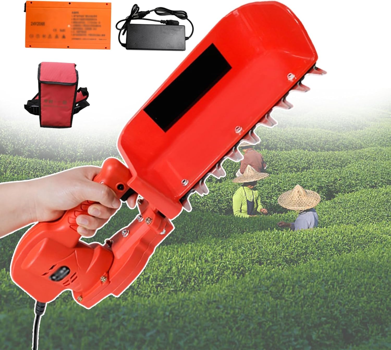 2-in-1 Electric Reciprocating Saw and Tea Picking Machine, 18/24v Brushless Hedge Trimmer and Grass Shears (Including Battery, Charging Adapter And Accutas)