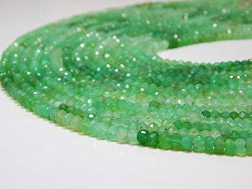 13 inch natural beads strand of 4mm faceted rondelle shaded chryosprase gemstone beads for DIY jewelry - necklace, bracelet, earring, ring.