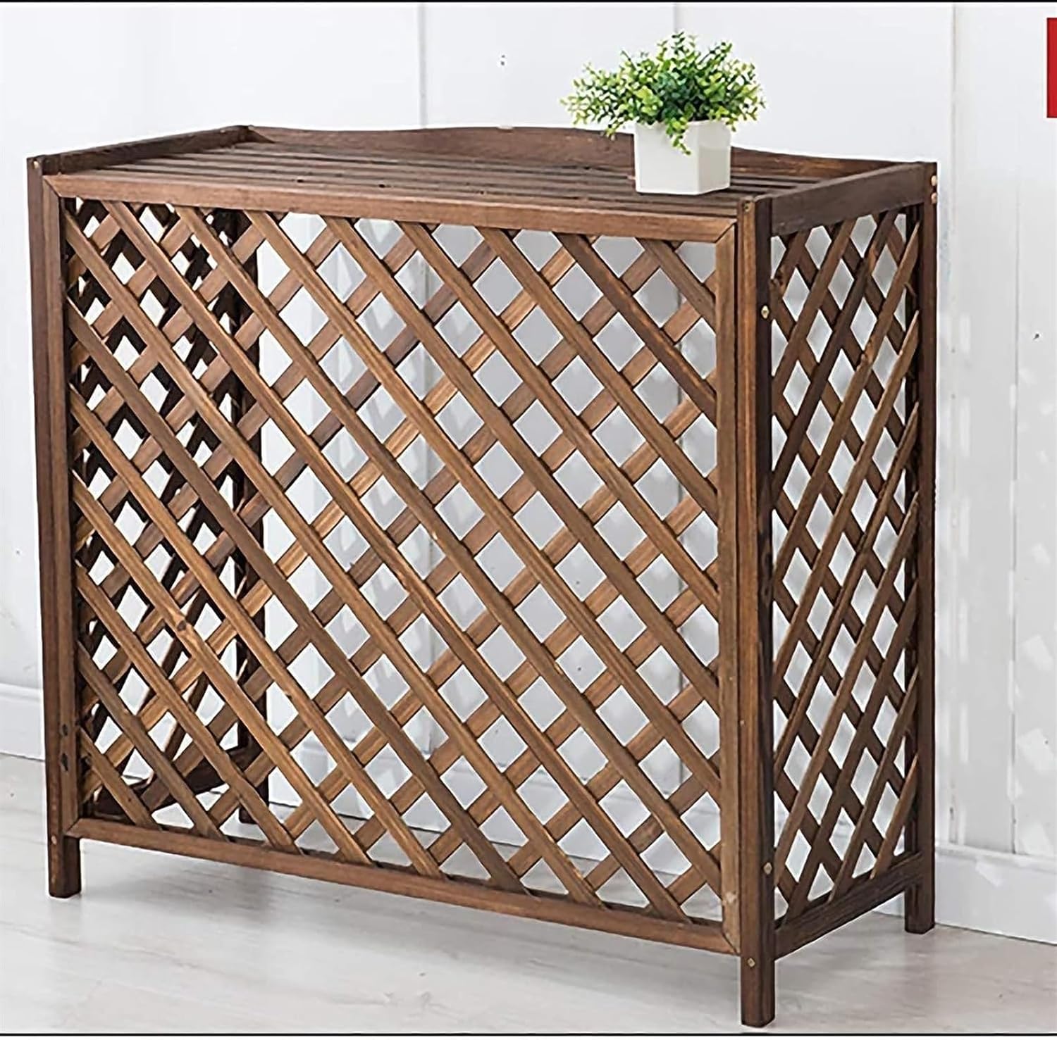 Wooden Air Conditioner Cover Flower Stand Wooden Outdoor Air Conditioner Rack, Gridair Conditioner Outer Cover Louver for Indoors Plant Storage Rack/Outer Diameter/86X35X75Cm