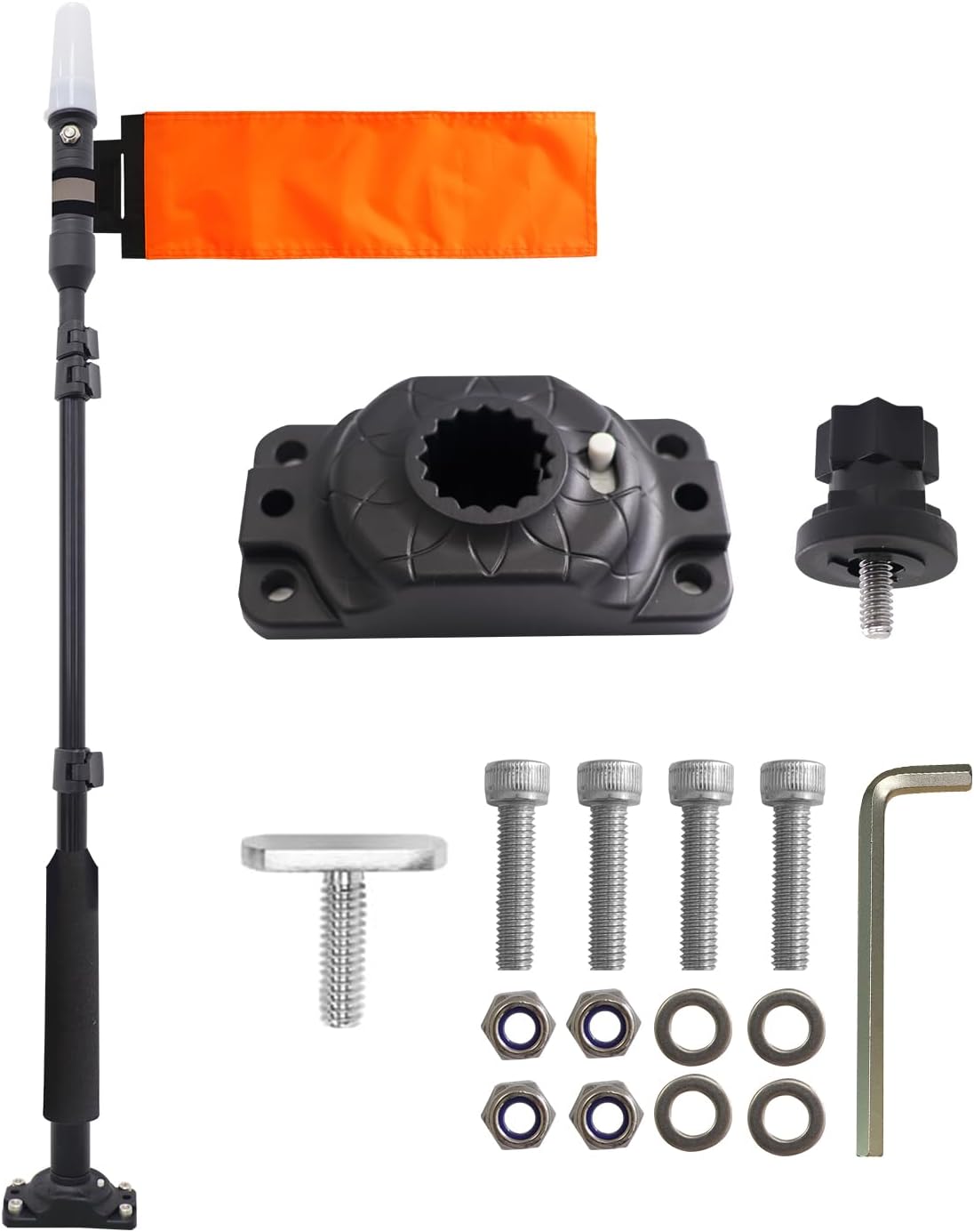 Tavaray Kayak Lights With Orange Flag Pole Kit, 360° Led White Boat Lights, 55.5