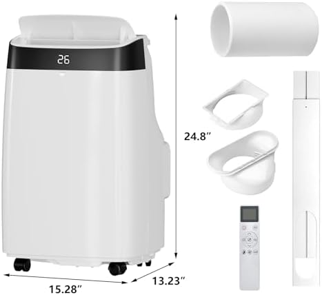 10,000 BTU Portable Air Conditioner for Rooms up to 450 Sq.Ft, 3-in-1 Portable AC Unit with Cooling, Dehumidifier & Fan Modes, Remote, 24H Timer, Sleep Mode, Window AC Kit, AC Unit for Bedroom