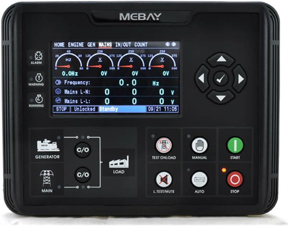 Genset Generator Engine Control Module Panel 4.3 inch LCD Auto Start Stop Controller Monitor Mains Monitor AMF Automatic Switching Control ATS IP54 RS485 USB CAN Port DC 8-36V (DC72DR)