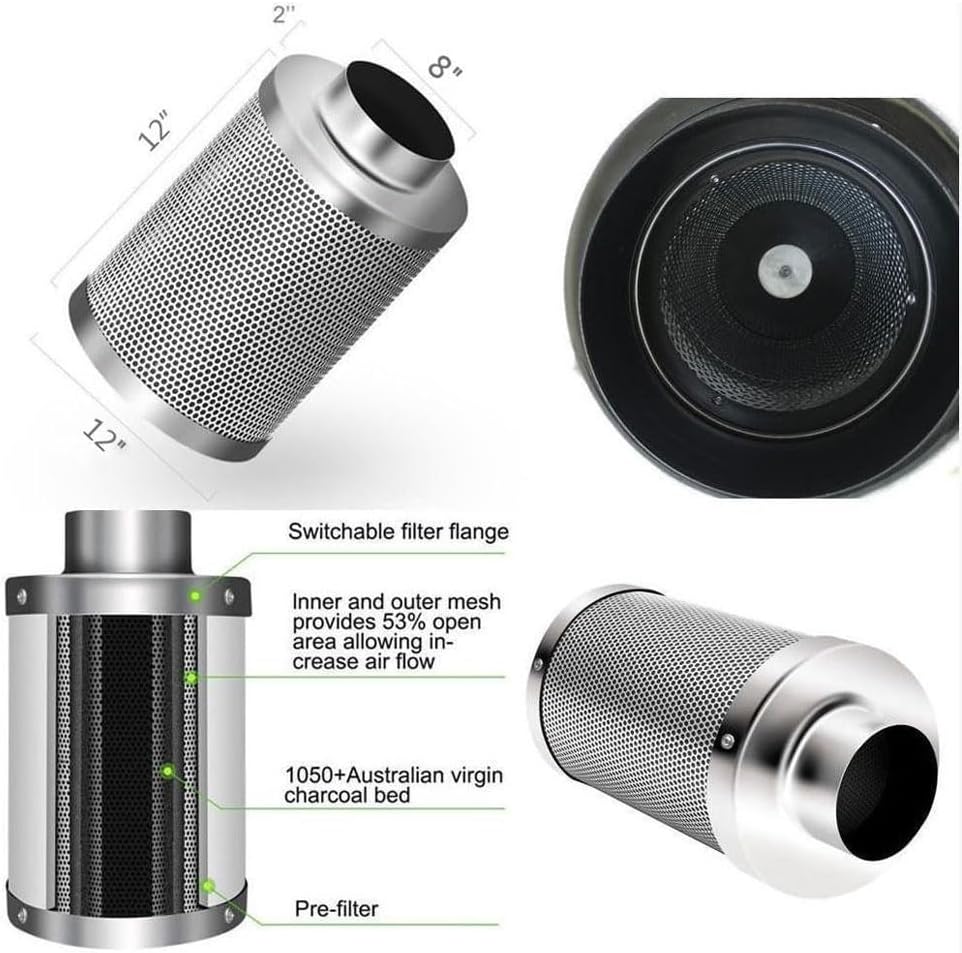 JOSBY 8 Inch Quiet Inline Duct Fan, Household Kitchen Fume Ventilation Fan, Ventilation Exhaust Fan, 29-33dB Noise, for Heating Cooling Booster, Grow Tents, Hydroponics, Exhaust Blower