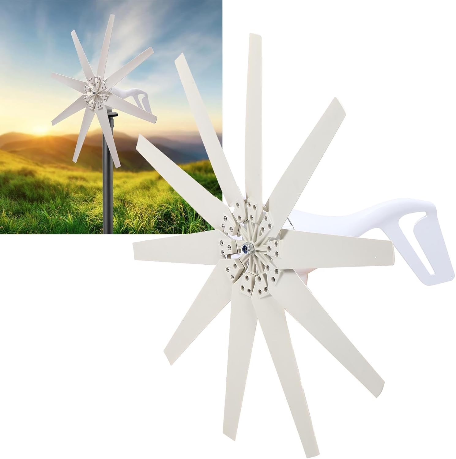 YWBL-WH 400W Wind Turbine Generator Kit 10 Blades with MPPT Charge Controller for Home RV Boat Off Grid Wind Power System (DC12V)
