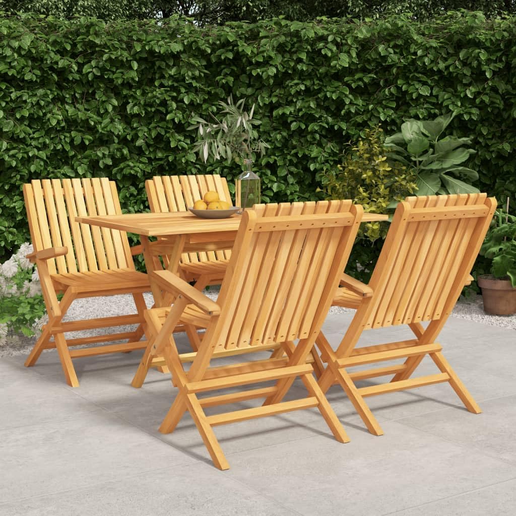 5 Piece Patio Dining Set Solid Wood Teak Garden Furniture