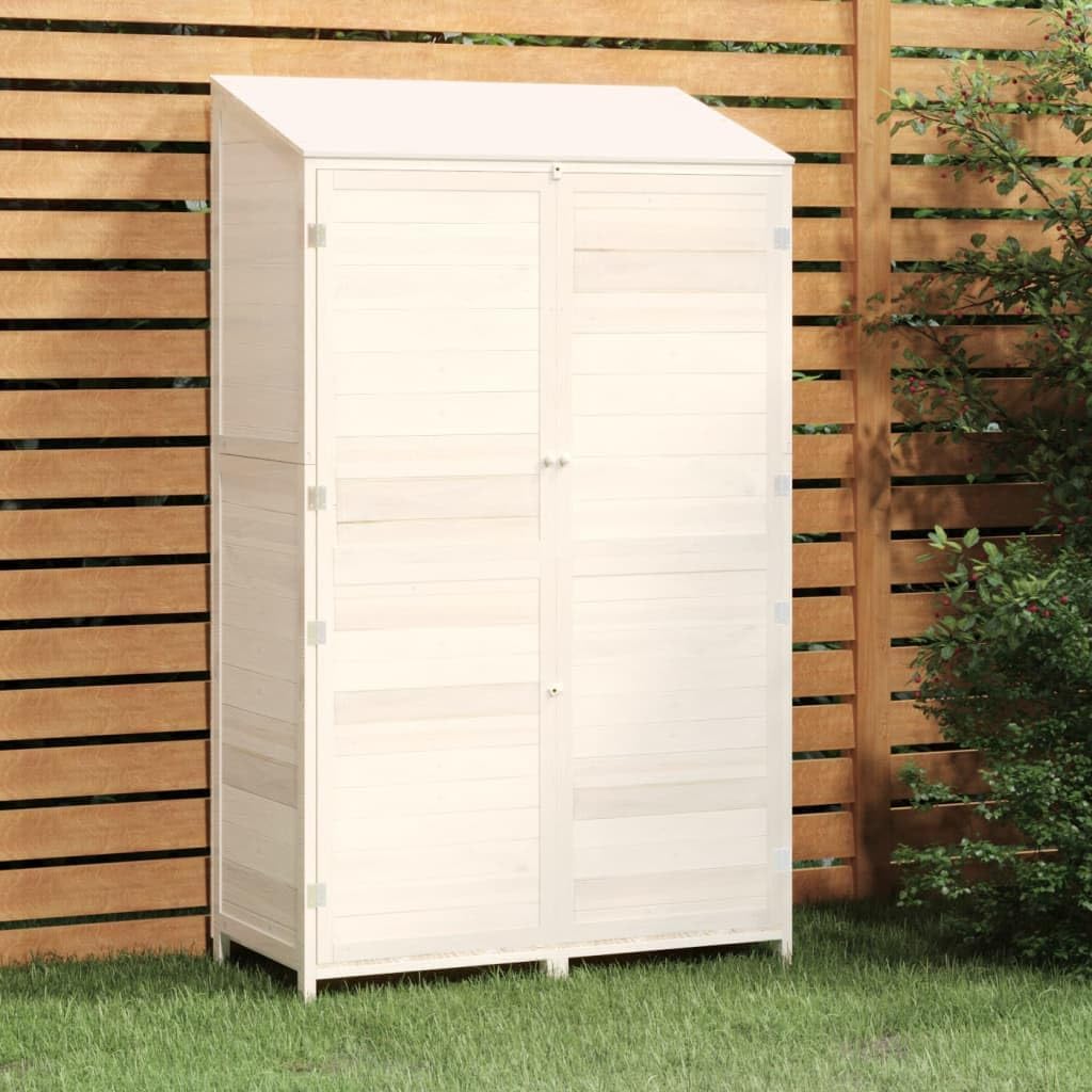 Solid Fir Wood Garden Shed Outdoor Storage Shed White 40.2”x20.5”x68.7” Sturdy Backyard Storage with Wall Anchors for Lawn Tools, Pool Accessories, and Bike Gear