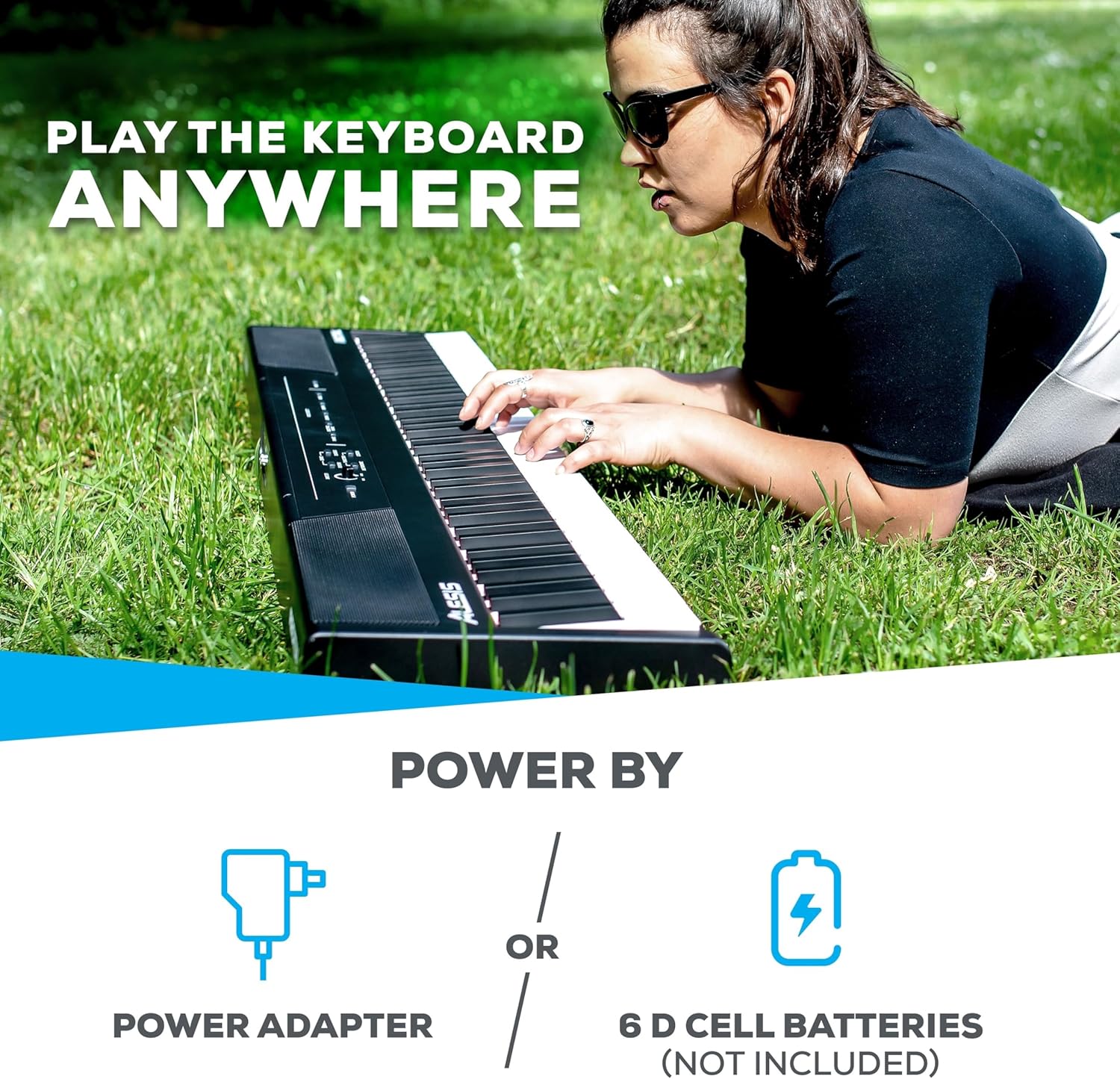 Alesis Recital - 88 Key Digital Piano Keyboard with Semi-Weighted Keys, 2x20W Speakers, 5 Voices, Split, Layer and Lesson Mode, FX and Piano Lessons