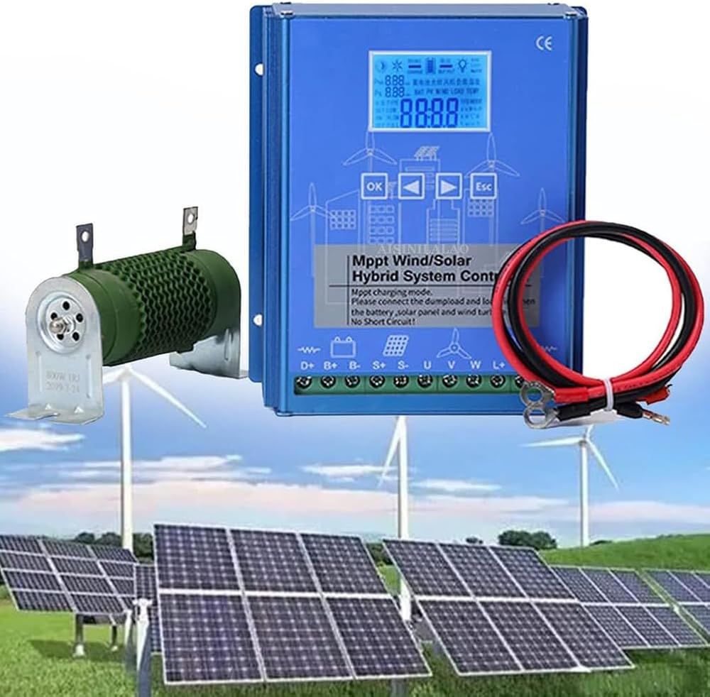 Off Grid Wind Solar Controller, 1600W Wind and Solar Charge Controller, Auto 12V/24V Wind Solar Hybrid Charge Controller for 800W Wind Turbine, 800W Solar Panel