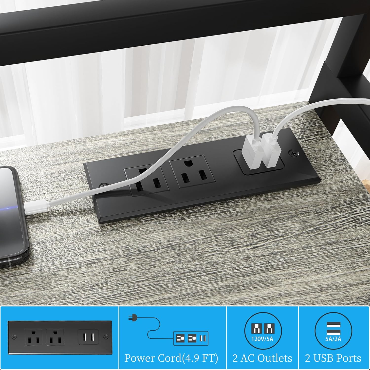 3D Printer Stand with Filament Storage, Heavy Duty 3D Printer Table with Charging Station, Rolling Printer Cart Filament Storage Rack for PLA, ABS, PETG for Workshop/Office/Garage (Gray)